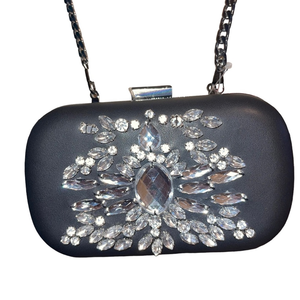 Merona Evening Bag Hard Shell Rhinestone Embellished Crossbody New With Tags - Picture 2 of 8